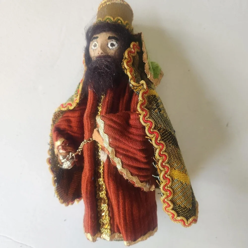 Vintage Handmade Three Wise Men Magi Nativity Figurines Folk Art Set of 3